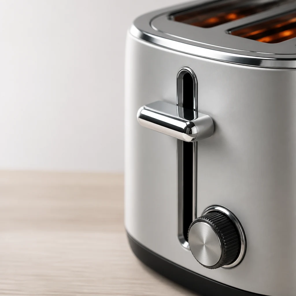 Toaster with a lever and browning dial in soft light